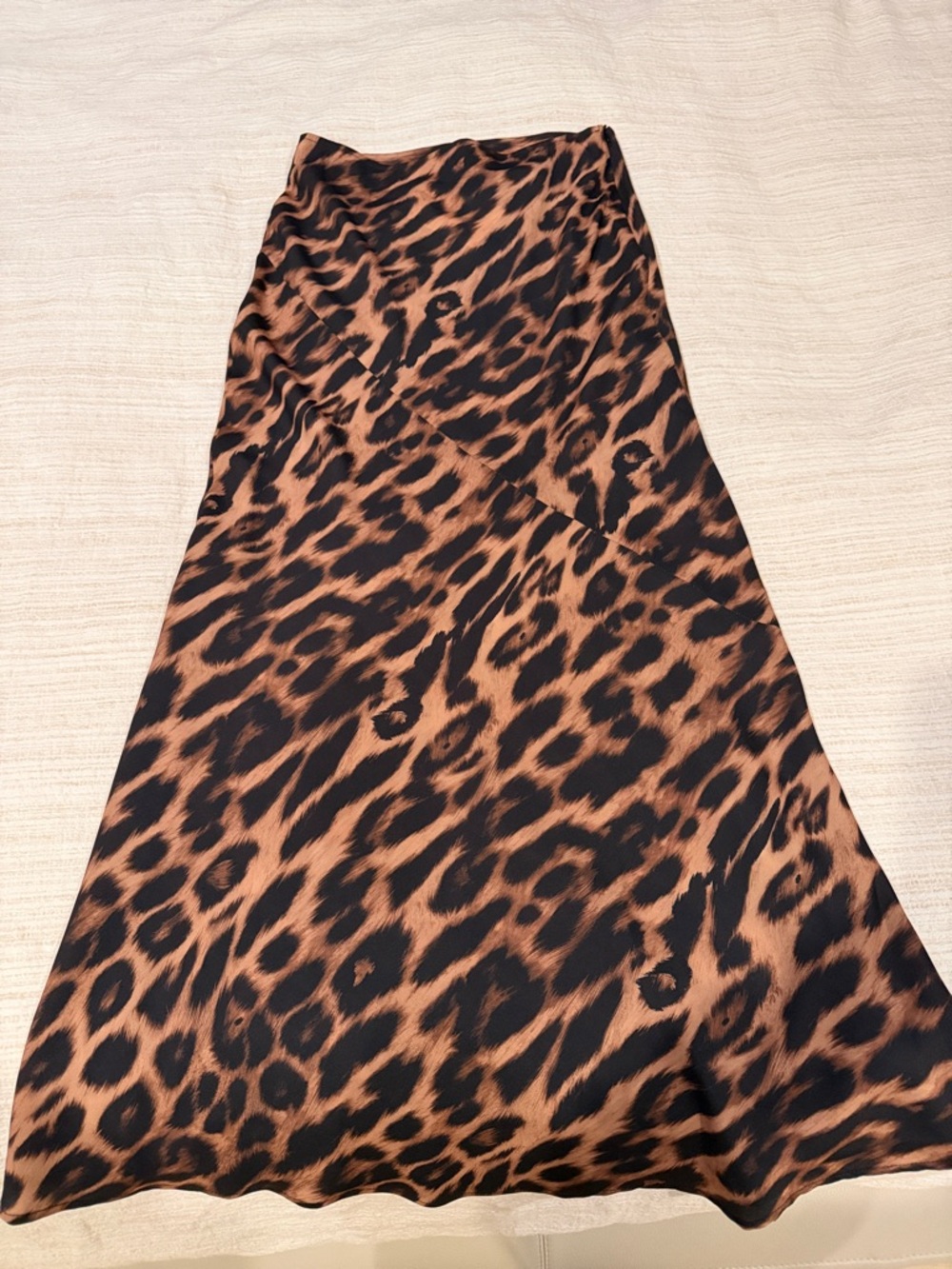 Leopard Print Bias Midi Skirt - Brown/Black